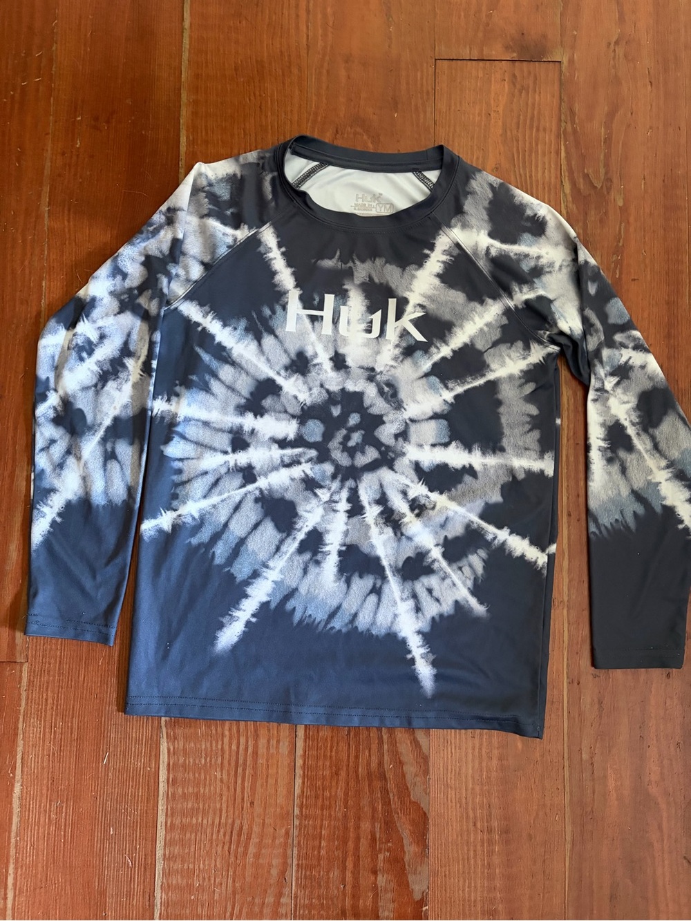 Huk Kids Black & White Tie-Dye Long Sleeve Performance Tee